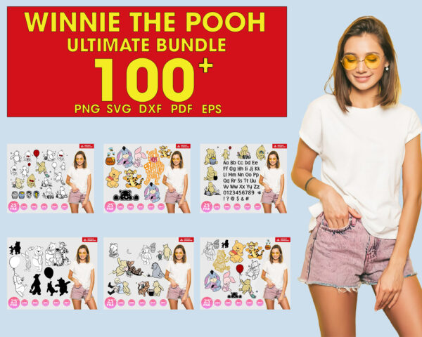 100 Files Winnie the Pooh Bundle Svg