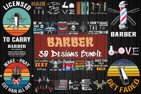 30 Designs Barber Bundle Svg