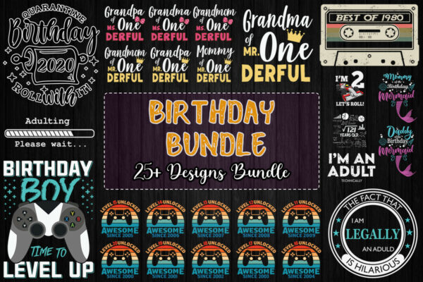 25 Designs Birthday Bundle Svg