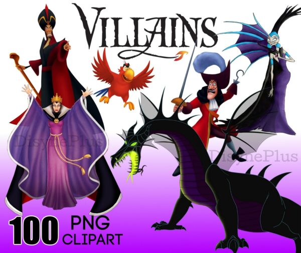 100 Disney Villains png bundle