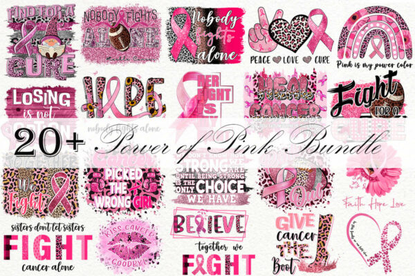 20 Designs Power Of Pink Bundle Svg