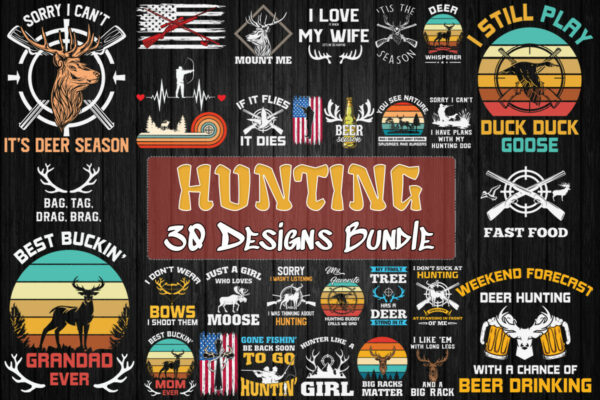 30 Designs Hunting Bundle Svg
