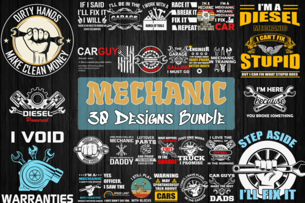 30 Mechanic Designs Svg Bundle