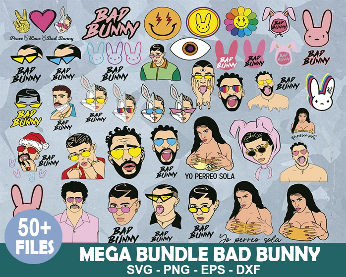 250+ Files Mega Bundle Bad Bunny Svg