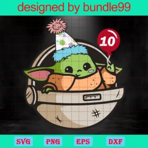 Baby Yoda 10Th Birthday Svg