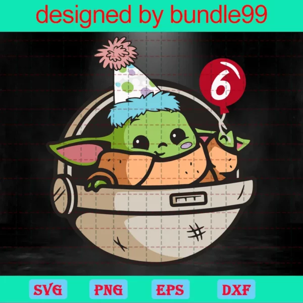 Baby Yoda 6Th Birthday Svg