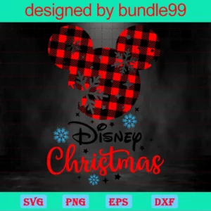 Disney Christmas Plaid Mickey Head