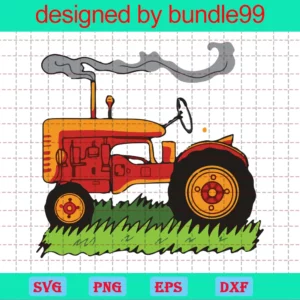 Farm Tractor Red Sublimation Design