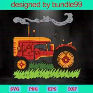 Farm Tractor Red Sublimation Design