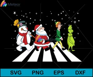 Grinch Elf Santa And Snowman Road Mery Christmas svg