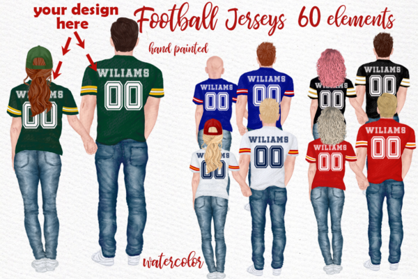 Football Jerseys Watercolor Clipart Png