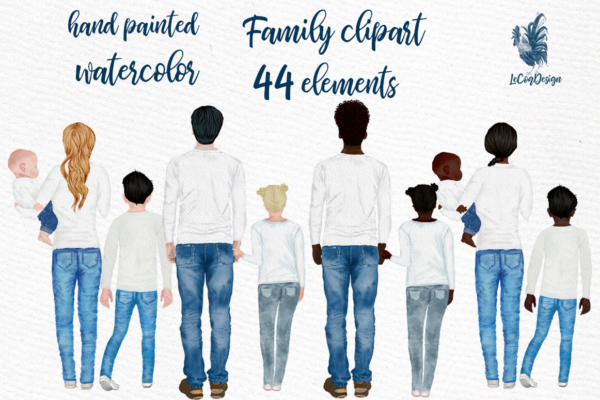 Watercolor Family Clipart Graphic Png