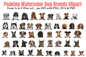 Watercolor Dog Breeds Clipart Png