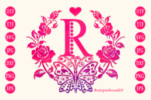 Rose Butterfly Monogram Font