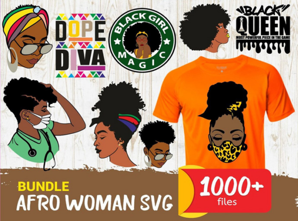 1000 Files Bundle Afro Woman Svg