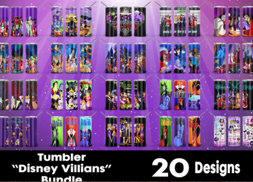 20+ Disney Villains 20oz Skinny Straight And Tapered Bundle