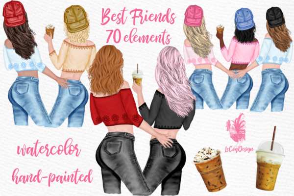 Best Friends Hand Painted Clipart Png