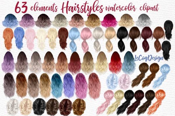 Hairstyles Watercolor Clipart Png