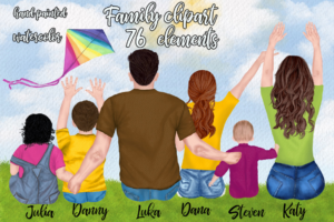 Hand Painted Family Clipart Png