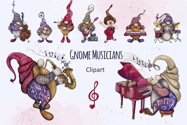 Gnome Musicains Clipart Png