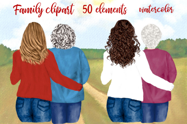 Mother And Daughter Family Clipart Png