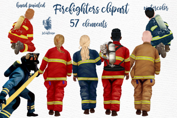 Watercolor Firefighter Clipart Png
