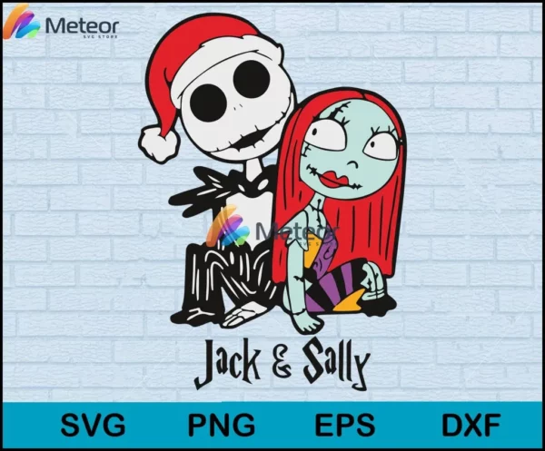 Jack skellington and sally christmas svg
