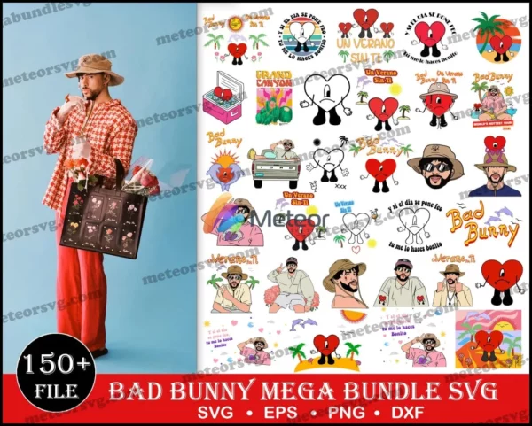 New Bad Bunny 150 + Files Bundle - Bad Bunny Files Digital Prints Bundle - Bad Bunny SVG
