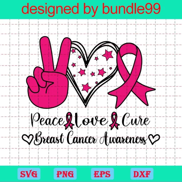 Peace Love Cure, Breast Cancer Awareness Ribbon