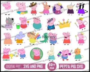 Peppa Pig svg, Peppa Pig bunble svg