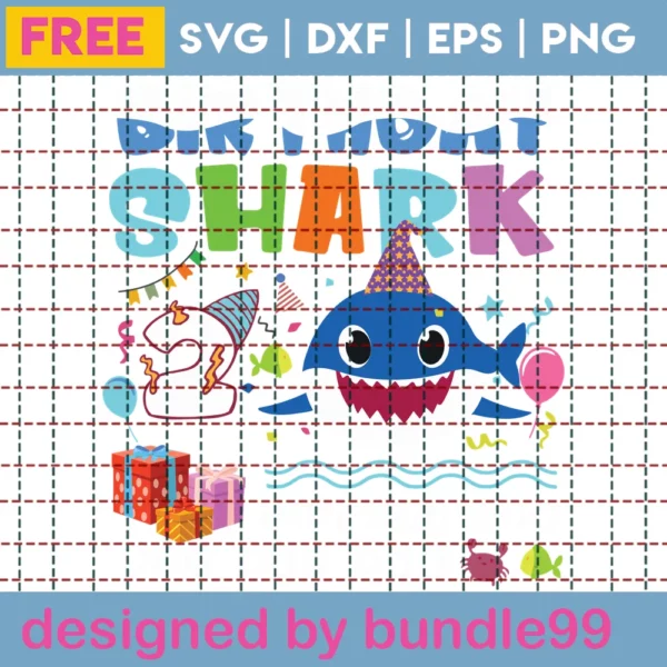 Baby Shark 2Nd Birthday Svg Free Printable Invert