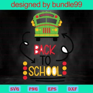 Back To School Bus, Cuttable Svg File Invert