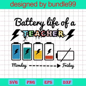 Battery Life Of A Teacher Downloadable Svg