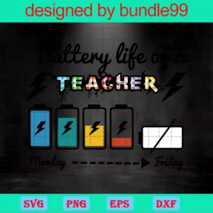 Battery Life Of A Teacher Downloadable Svg Invert