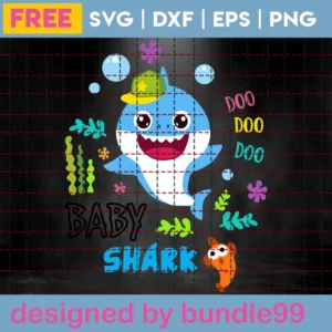 Blue Baby Shark Boy With Cap, Free Graphic Design Invert
