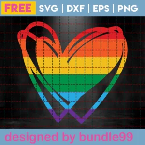 Free Pride Heart Svg Cut File Invert