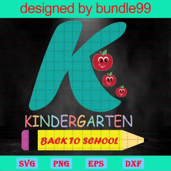 Kindergarten Back To School Svg Invert