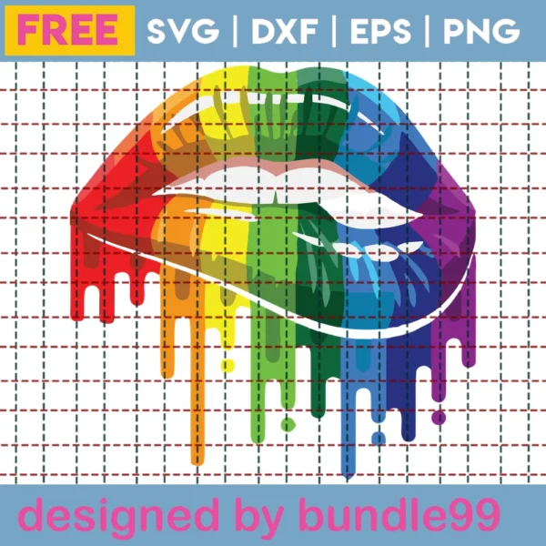 Lesbian Pride Dripping Lgbt Rainbow Lips, Free Svg For Vinyl