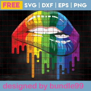 Lesbian Pride Dripping Lgbt Rainbow Lips, Free Svg For Vinyl Invert