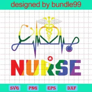 Nurse Lgbtq Gay Pride Rainbow Svg, Svg Png Dxf Eps Cricut Silhouette