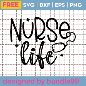 Nurse Life Stethoscope Black And White, Free Layered Transparent Background Svg Images For Cricut