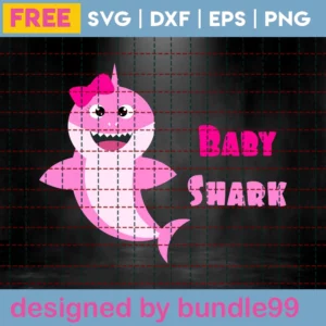 Pink Baby Shark Girl Outline, Svg Png Eps Dxf