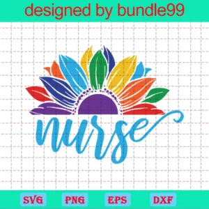 Pride Nurse Lgbt Rainbow Sunflower, Graphic Design Vector