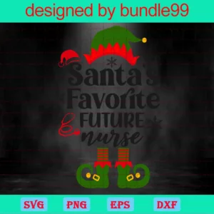 Santa'S Favorite Future Nurse Christmas, Svg Clipart Invert
