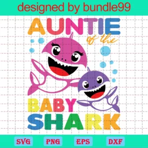 Auntie Of The Baby Shark Background Png, Design Files Invert