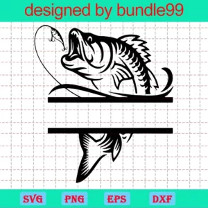 Bass Fish Clipart, Svg Png Dxf Eps Digital Download