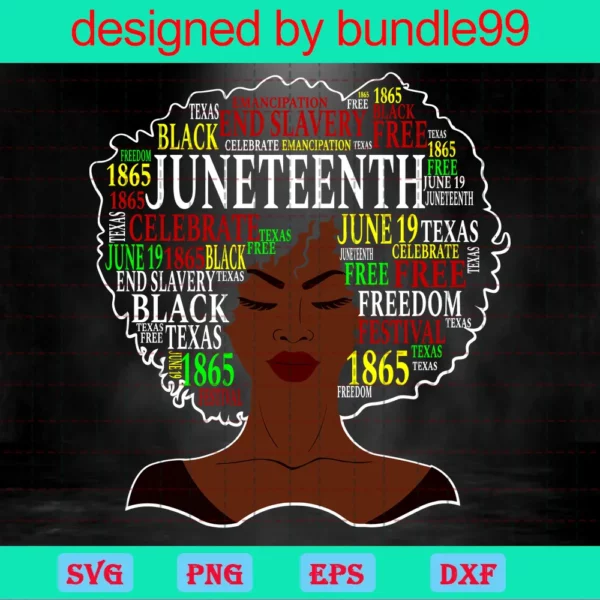 Black Girl Transparent Juneteenth Clipart, Design Files Invert