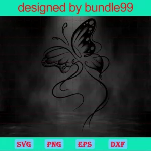 Butterfly Clipart Black And White, Svg Png Dxf Eps Digital Files Invert