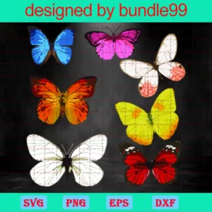 Butterfly Clipart, Svg Png Dxf Eps Digital Download Invert
