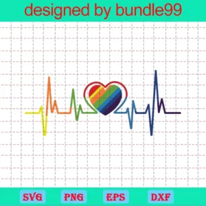 Heartbeat Lgbt Clipart, Svg Png Dxf Eps Digital Files